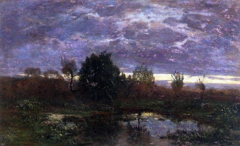 Eugene-Louis Boudin Pond at Sunset, Gallery Wrapped Canvas Print, 18"x27"