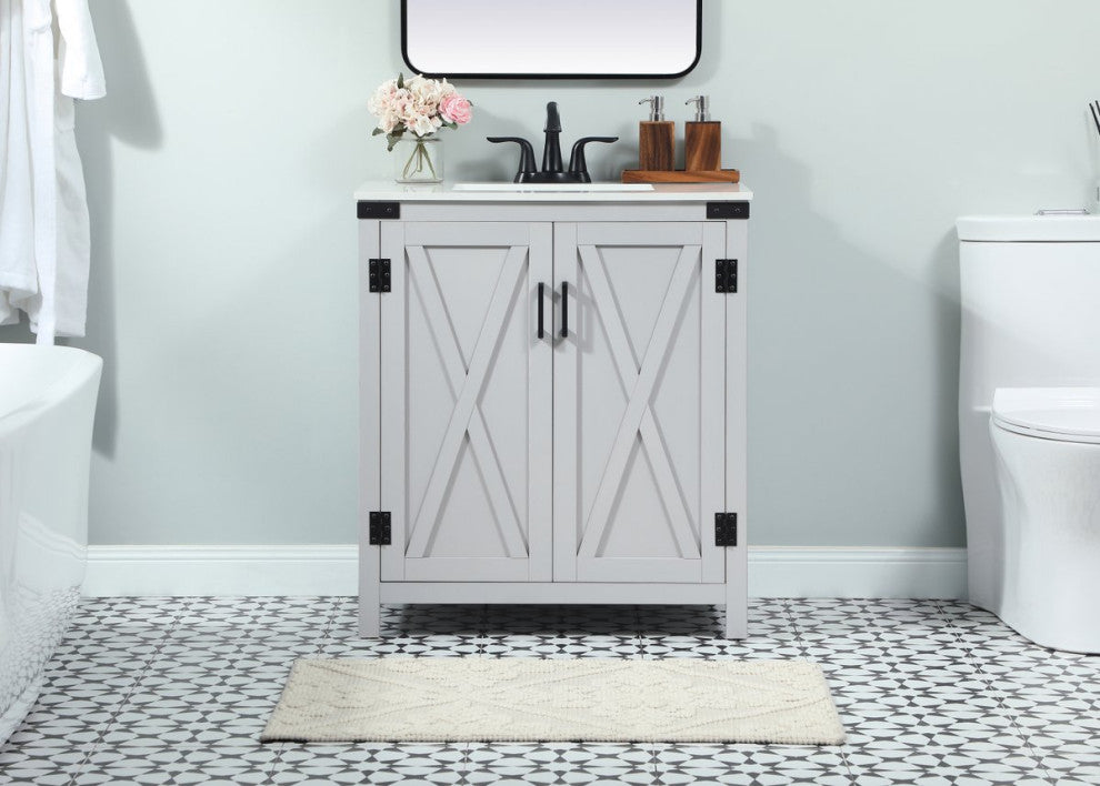 Home Living 19" Farmhouse Grey-Light Bathroom Vanity