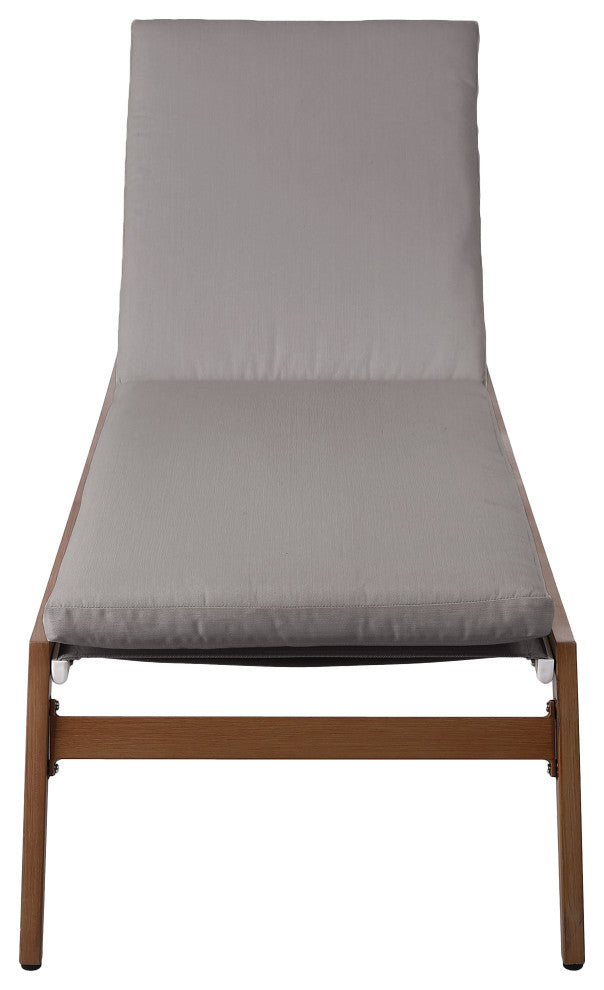 Maui Water Resisting Fabric Upholstered Outdoor Patio Lounger, Gray