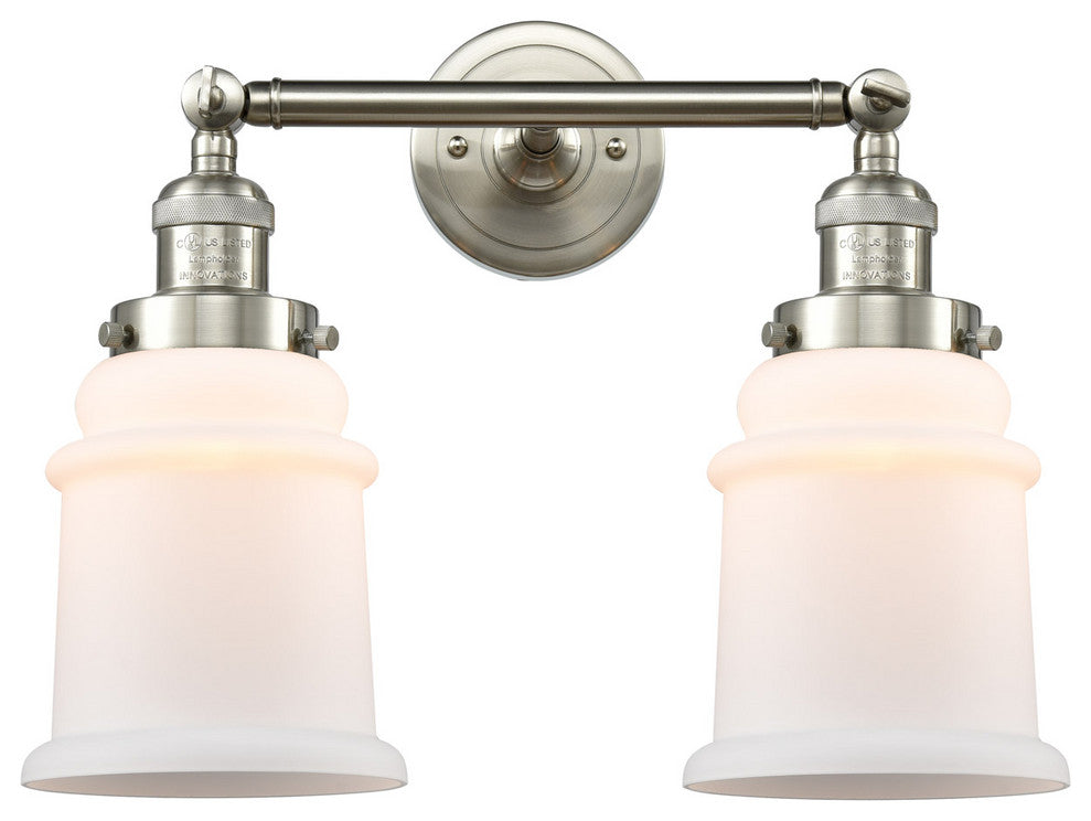 Franklin Restoration Canton 2 Light Bathroom Vanity Light, Brushed Satin