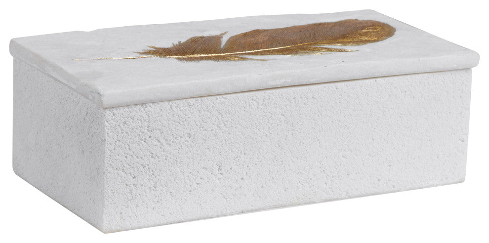 Uttermost Nephele 12x6" White Stone Box