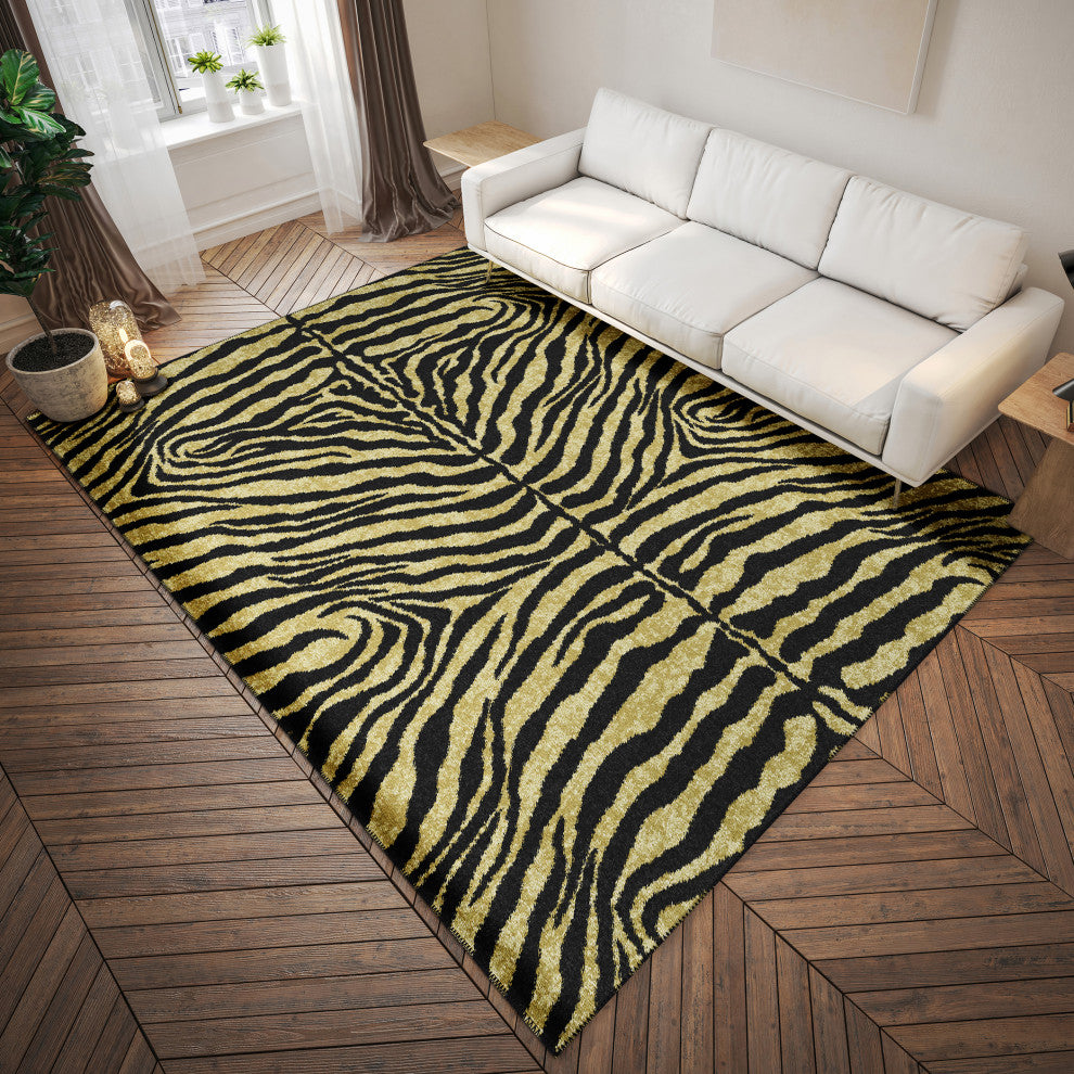 Indoor/Outdoor Mali ML1 Gold Machine Washable 5' x 7'6" Rug