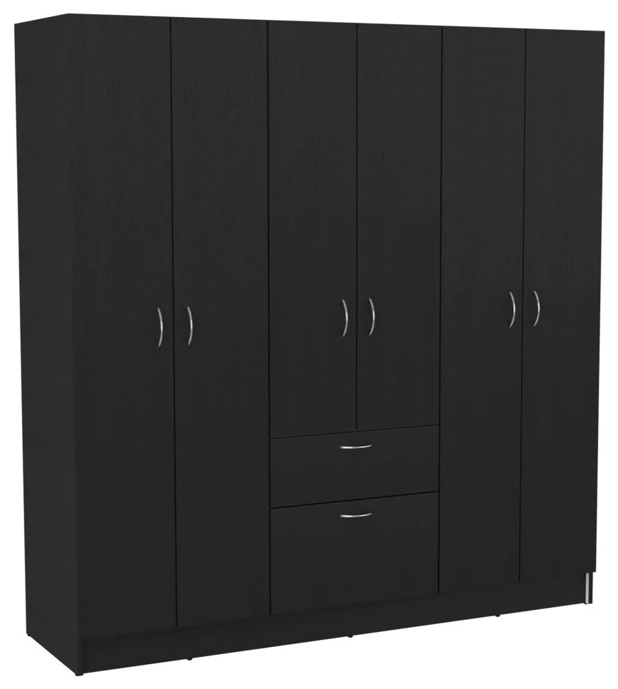 Six Doors Armoire Maya, Bedroom, Black / White