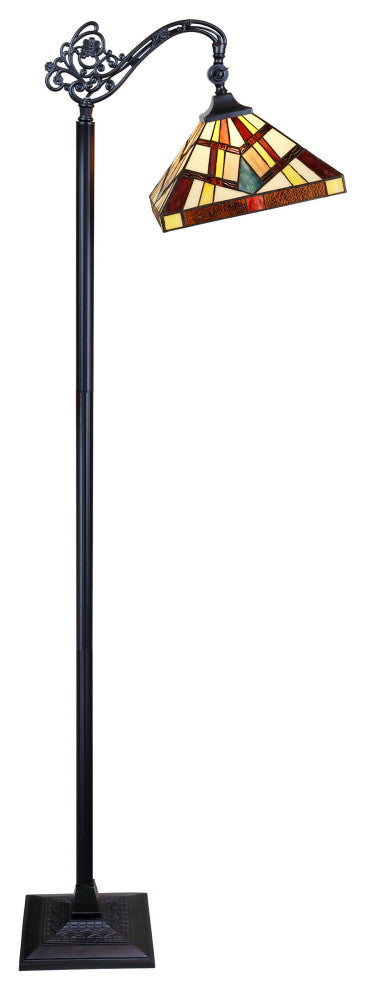 Vincent Tiffany-Style 1-Light Mission Reading Floor Lamp 11"