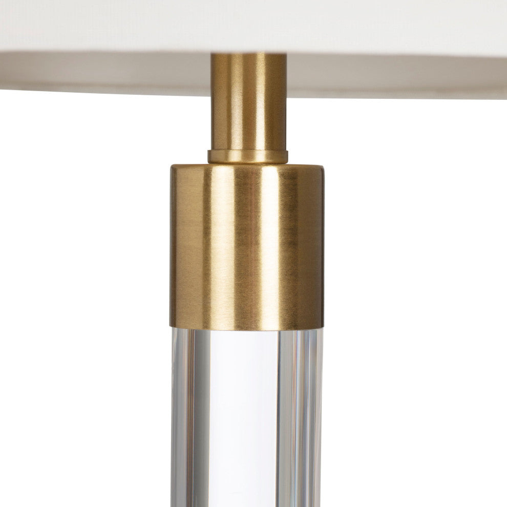 Winslet Metal Table Lamp with Nightlight with White Linen Shade