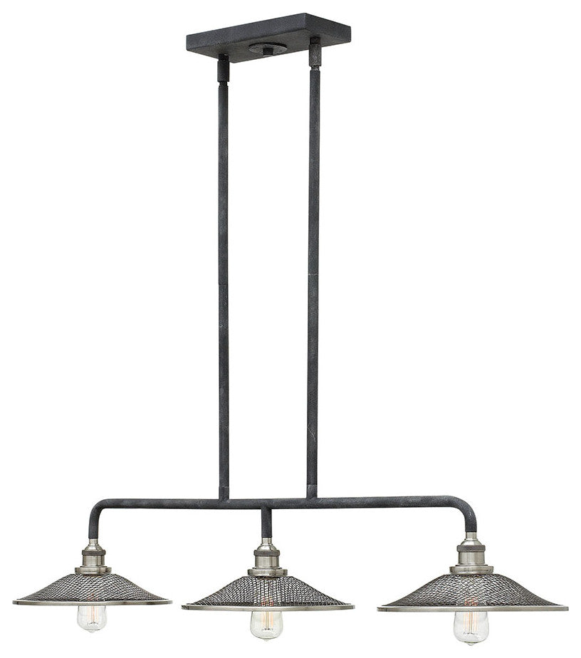 Hinkley Rigby Small Three Light Linear, Aged Zinc