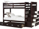 Benzara BM284016 Classic Wood Twin Bunk Bed With Trundle, Storage Ladder, Brown