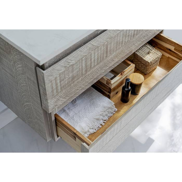 Fresca Formosa 60" Ash Wall Hung Double Sink Modern Vanity Set, Faucet Fft3071bn