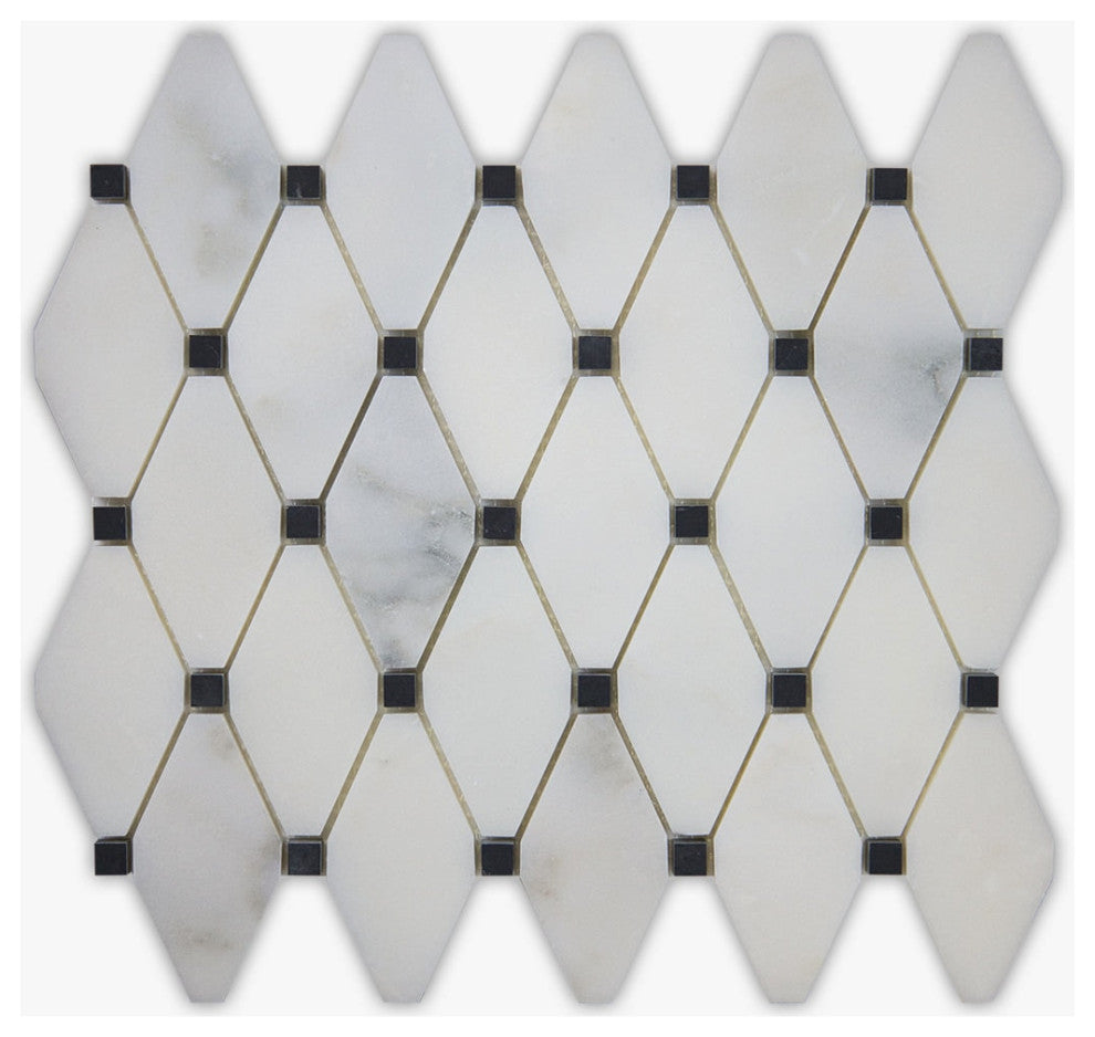 Calacatta and Black Polished Long Octagon Marble Mosaic