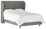 Bradwell Queen Tufted Curved Wingback Bed, Zuma Charcoal