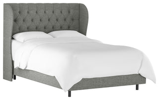 Bradwell Queen Tufted Curved Wingback Bed, Zuma Charcoal