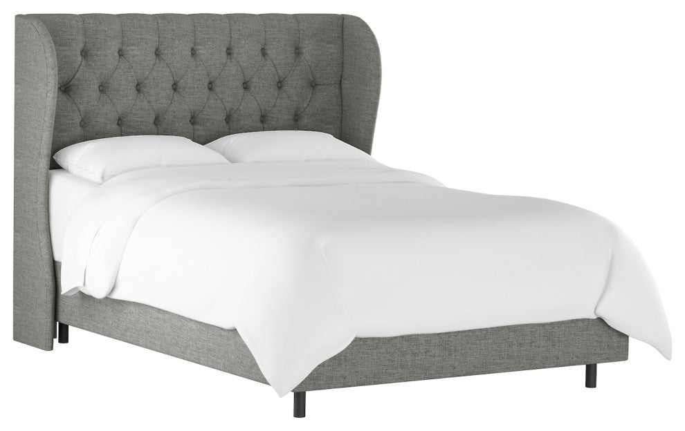 Bradwell Queen Tufted Curved Wingback Bed, Zuma Charcoal