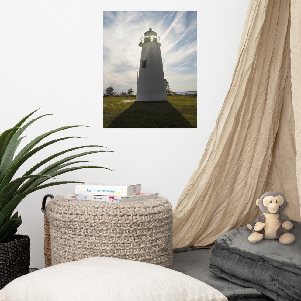 Turkey Point Lighthouse with Sun Flare Unframed Wall Art Prints, 16" X 20"
