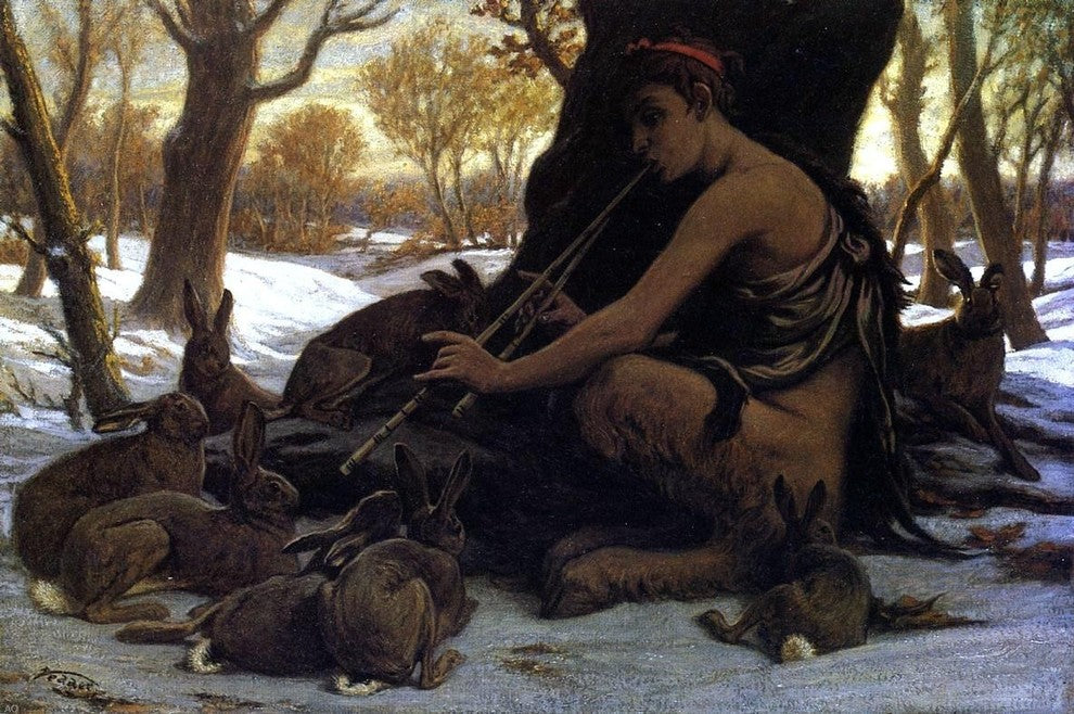 Elihu Vedder Marsyas Enchanting the Hares, 18"x27" Wall Decal