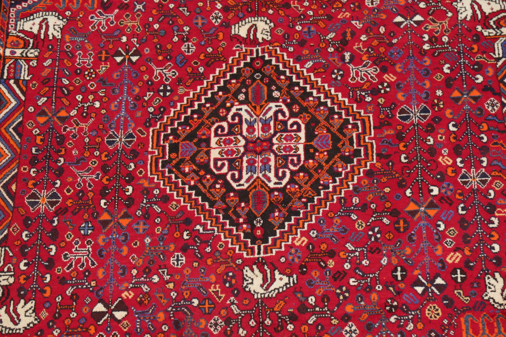 Consigned, Oriental Traditional Hand-Knotted Vintage Persian Area Rug, Red, 5x8