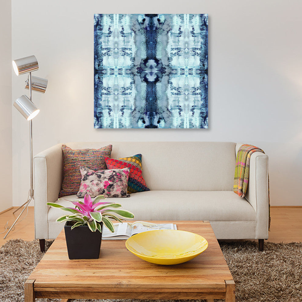"Patterns In Blue" by Ellie Roberts, Canvas Print, 26"x26"
