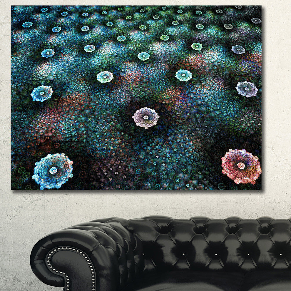Blue Flowers on Alien Planet, Floral Canvas Art Print, 40"x30"