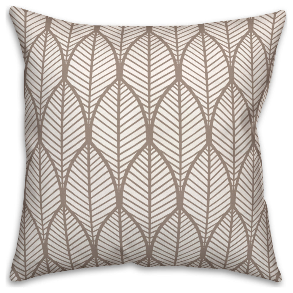 Taupe Geo Leaves 20 x 20 Spun Poly Pillow