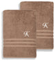 Denzi Bath Towels With Monogrammed Letter, Set of 2, K