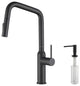Macon Single Handle Pull Down Kitchen Faucet, Matte Black, W/ Soap Dispenser