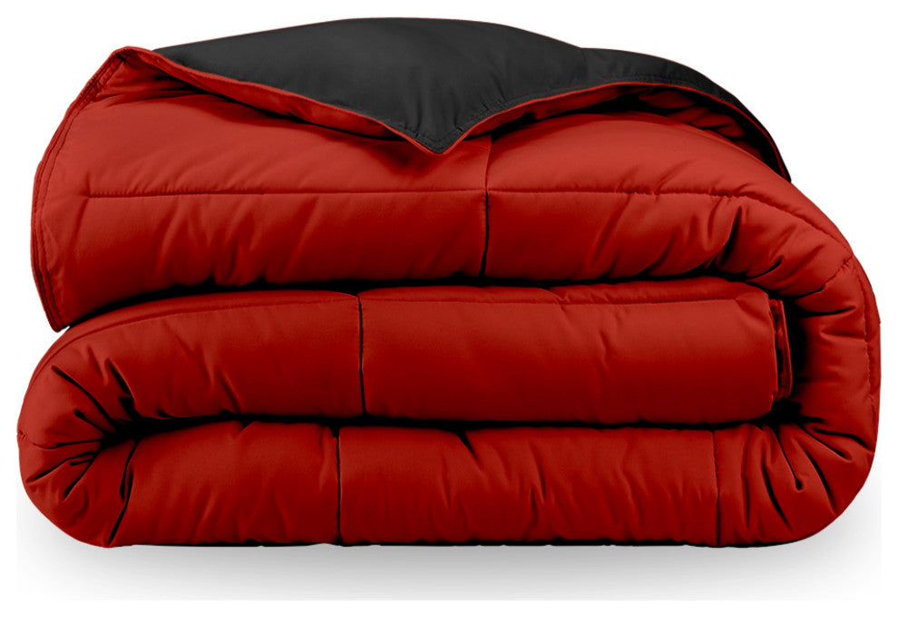 Bare Home Reversible Bed-in-a-Bag, Black/Red, Black, Full Xl