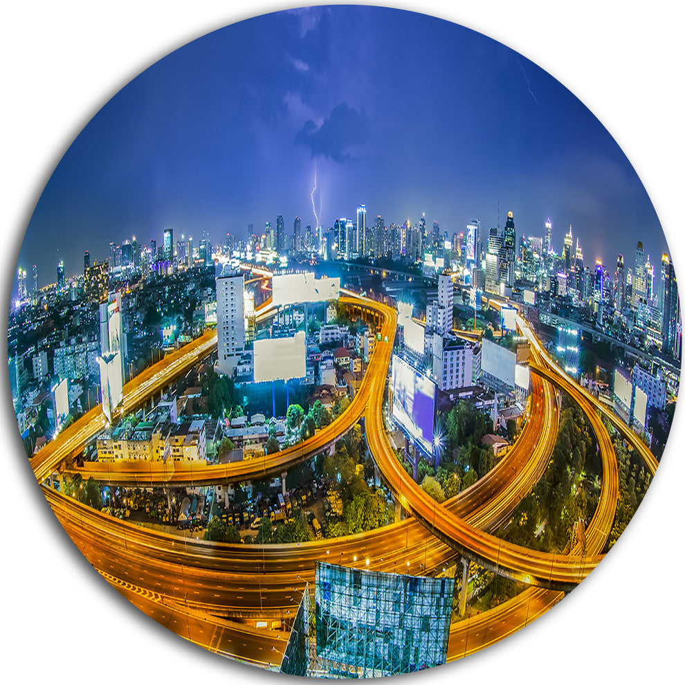 Bangkok City, Cityscape Photography Disc Metal Wall Art, 23"