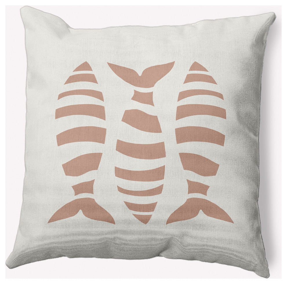 16x16" Puzzle Fish Nautical Decorative Indoor Pillow, Mauve