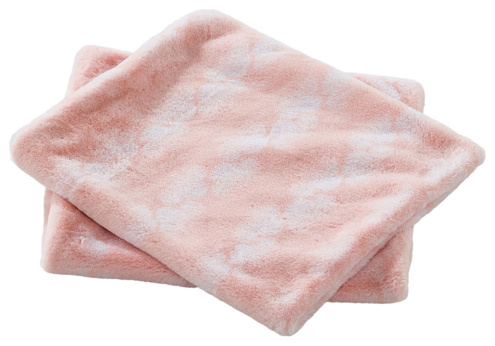 Ballys Faux Fur Throw and Pillow Shell Combo, Rose Quartz, 60"x80"