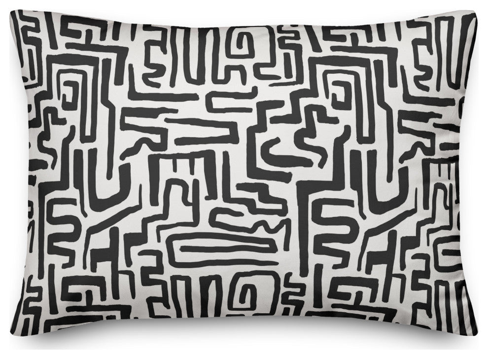 Black Maze Lines 14"x20" Spun Poly Pillow