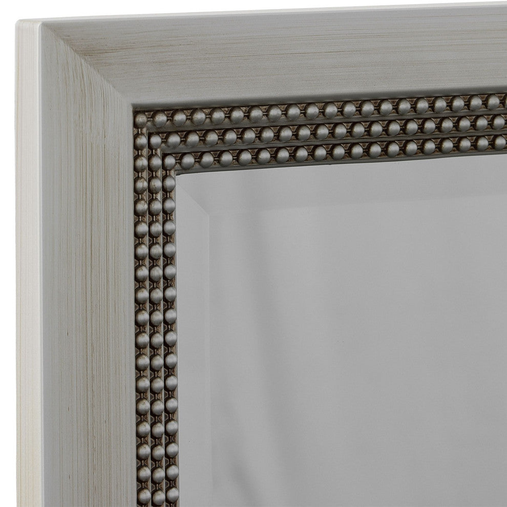 36" Warm Silver Beaded Mirror