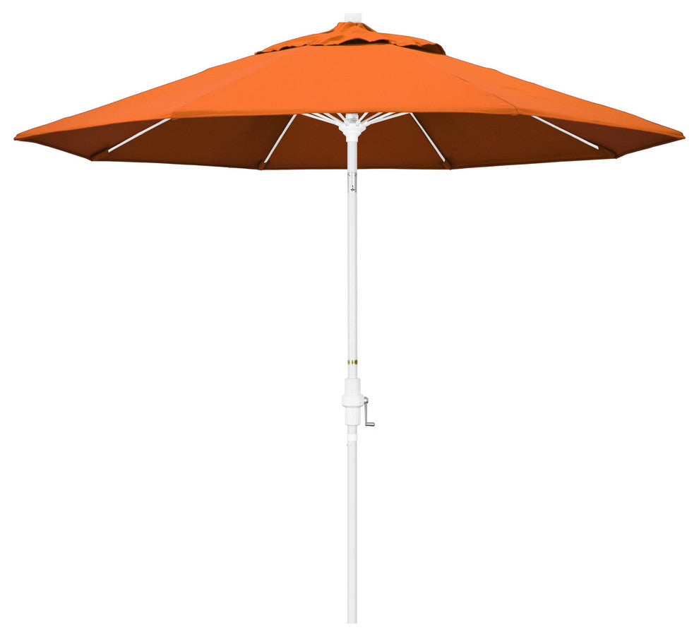 9' White Collar Tilt Lift Fiberglass Rib Aluminum Umbrella, Tuscan
