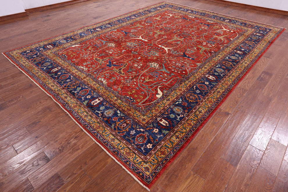 9' 8" X 13' 3" Persian Fine Serapi Hand Knotted Wool Rug - Q12438