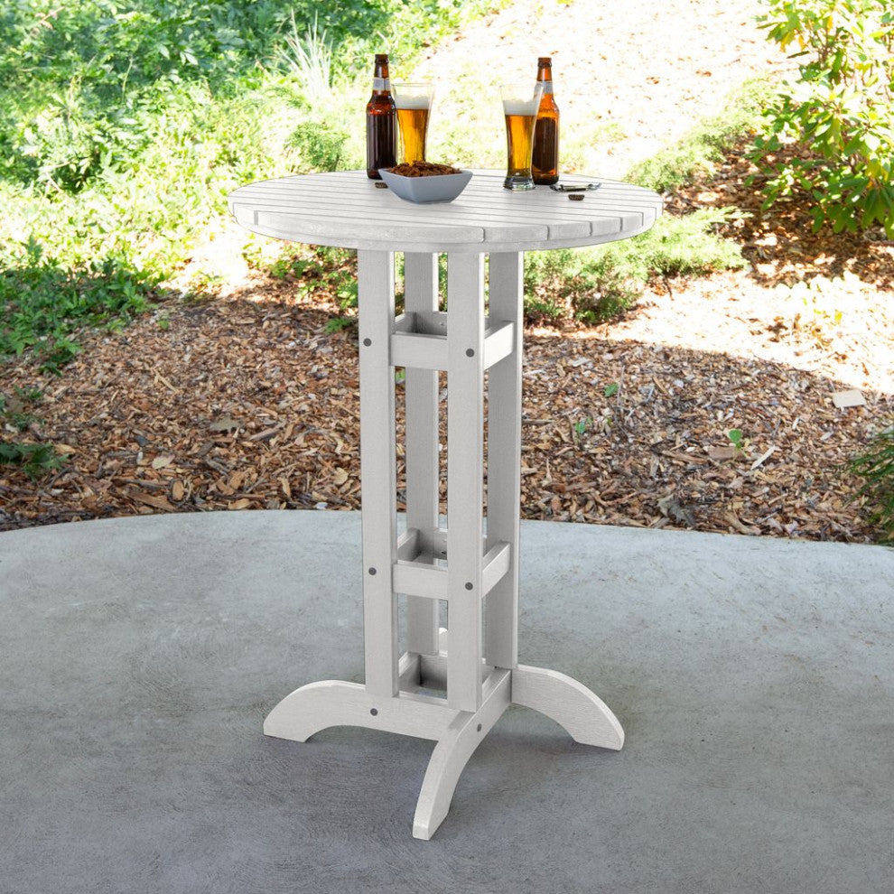 Round 30" Diameter Bar Dining Table, White