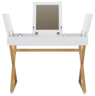 Juliette Vanity With White Top and Gold Legs