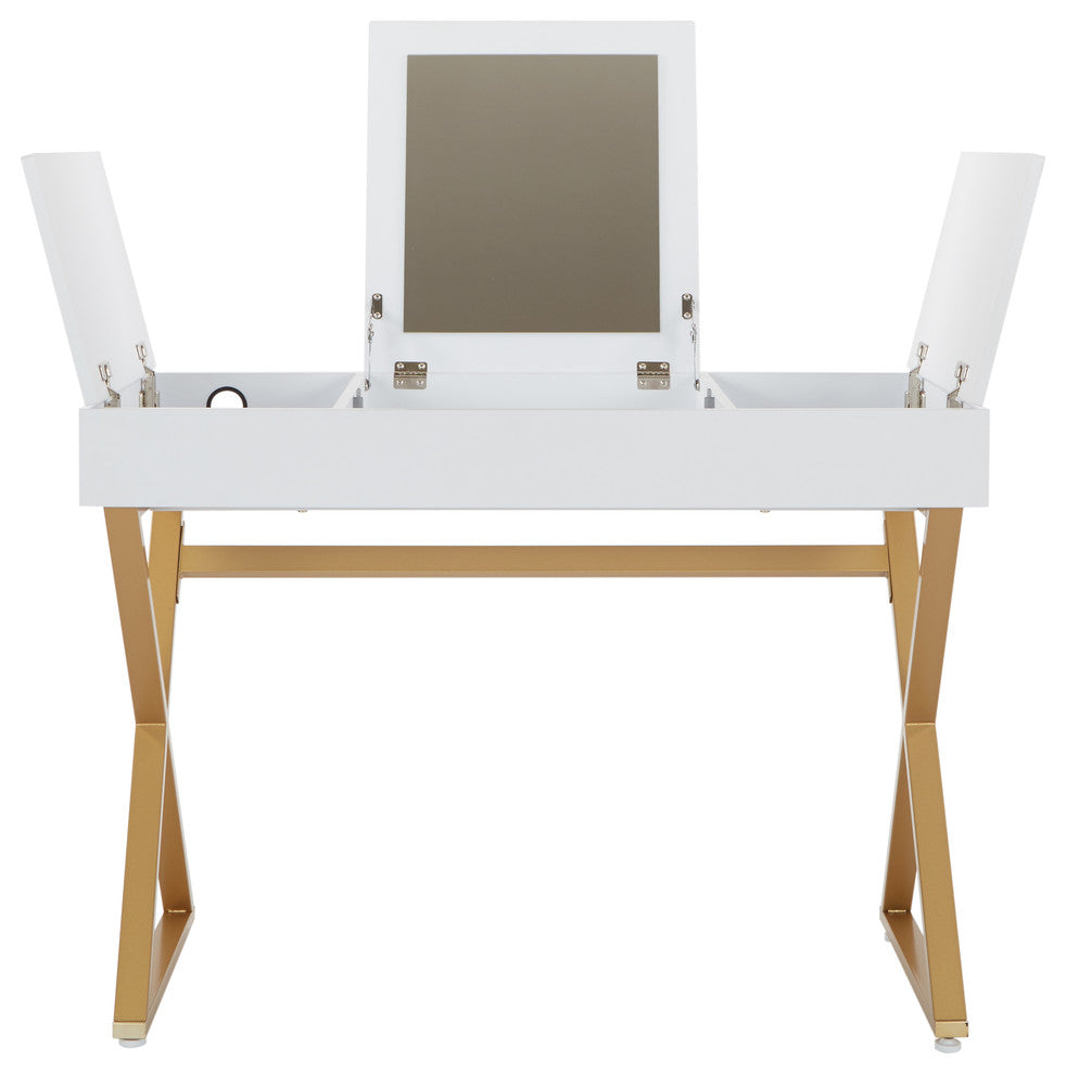 Juliette Vanity With White Top and Gold Legs