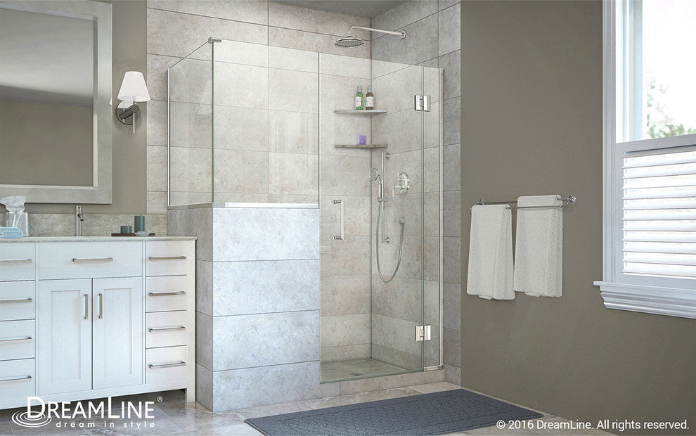 Unidoor-x 60"x30.38" Shower Enclosure, Chrome
