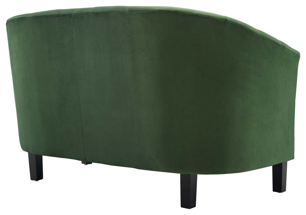 Prospect Channel Tufted Performance Velvet Loveseat and Armchair Set Emerald