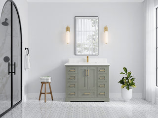 Boston 42 Single Sink Bath Vanity in Evergreen 1.5" Empira Quartz