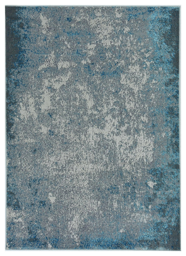 8'x11' Blue and Silver Abstract Area Rug