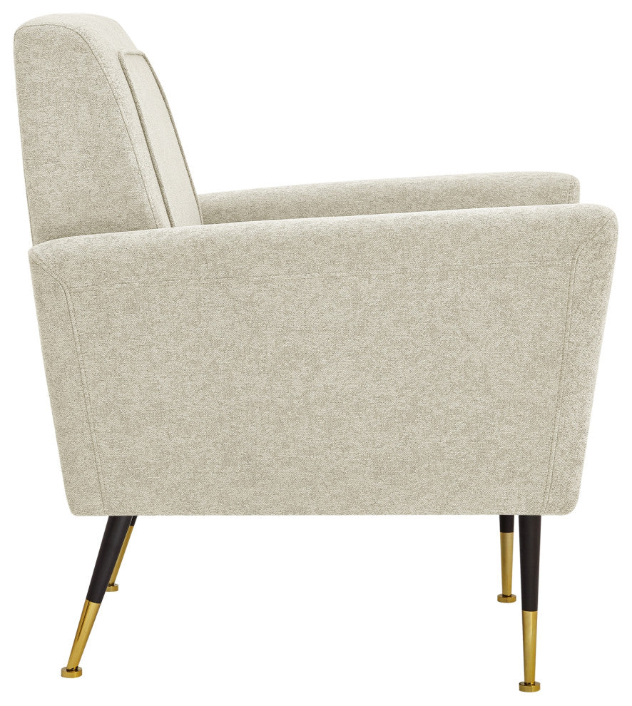 Inspired Home Holt Accent Chair Velvet/Linen 30Lx32Wx36H, Beige