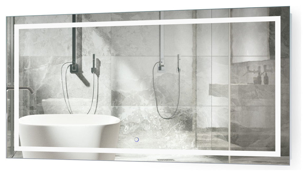 Krugg LED Bathroom Mirror, Lighted Vanity Mirror Dimmer and Defogger, 54x24