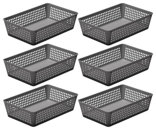 6-Pack Plastic Storage Baskets for Office Drawer, Desk, 32-1182-6, Gray