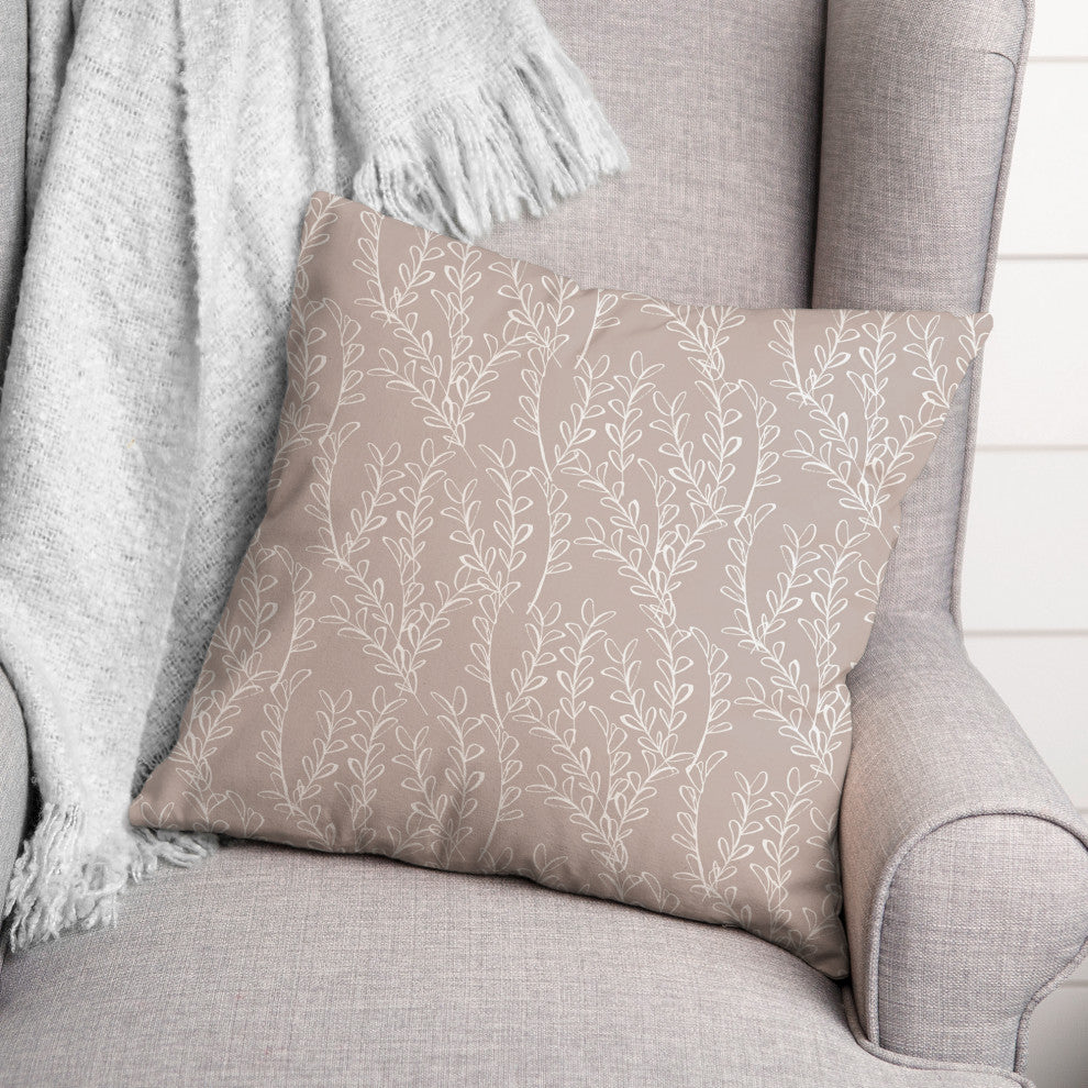 Simple Leafy Branch Pattern 18x18 Spun Poly Pillow