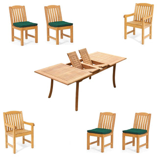 7-Piece Outdoor Teak Dining Patio Set: 94" Rectangle Table, 6 Devon Chairs