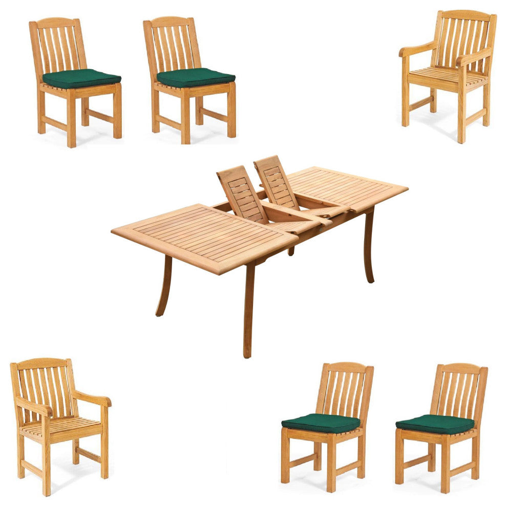 7-Piece Outdoor Teak Dining Patio Set: 94" Rectangle Table, 6 Devon Chairs