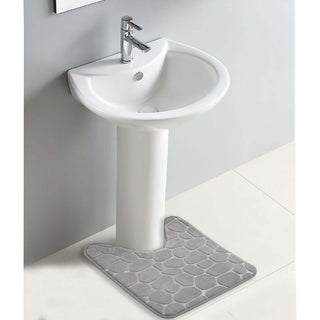 Bath Rug Memory Foam Mat 3D Pebble, Light Gray, Contour Rug 20"x20"