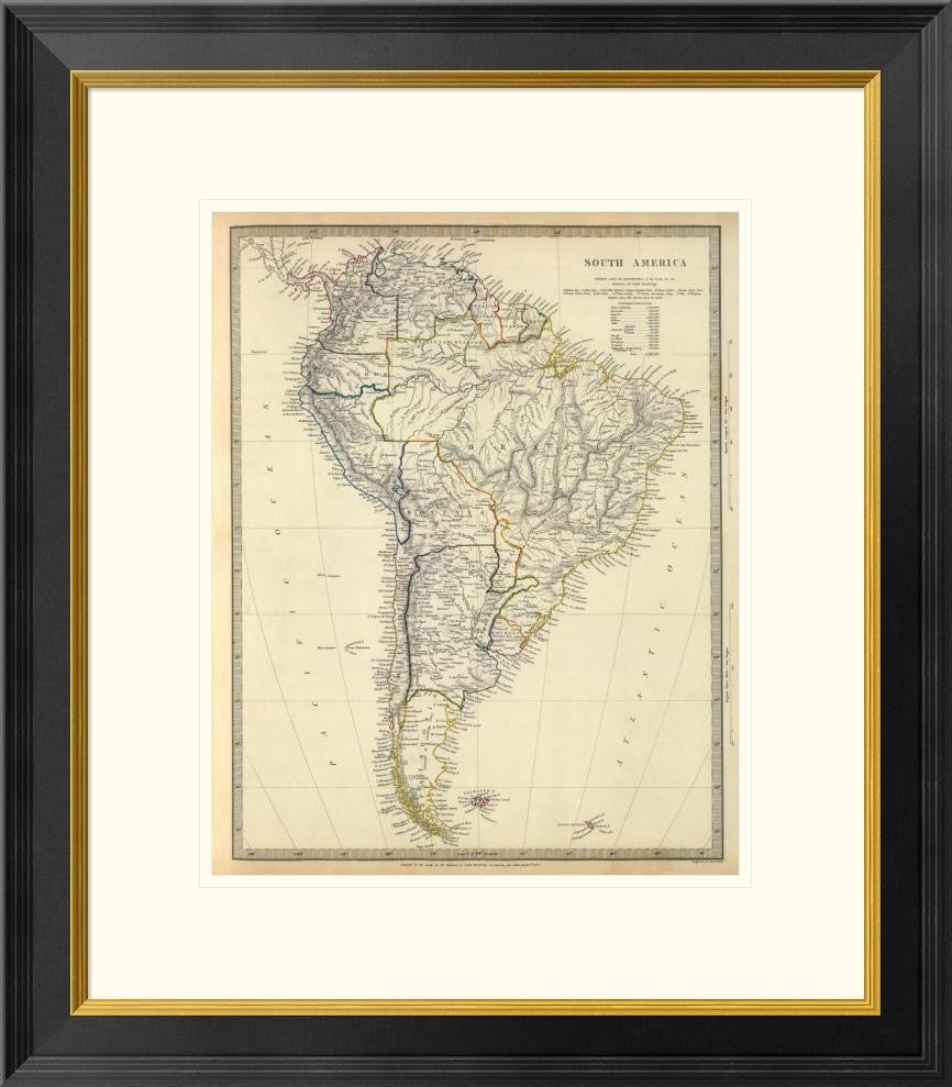 "South America, 1842"  by Society for the Diffusion of Useful Knowledge, 23x26"