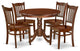 5Pc Round 42"Dinner Table And Four Wood Seat Chairs