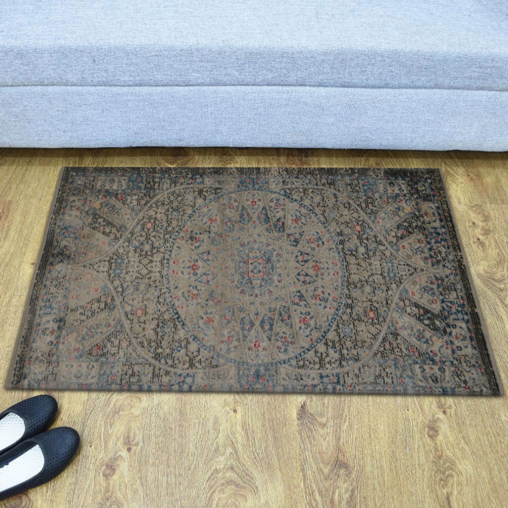 Machine Made Polyester Durable Indoor Outdoor Washable Oriental Pattern Footmat