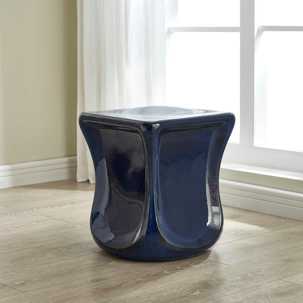 Uttermost Kaz Deep Blue Garden Stool